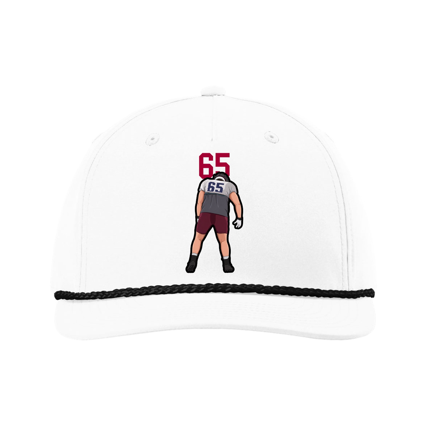 Five-Panel Classic Rope Cap — Number Top in White