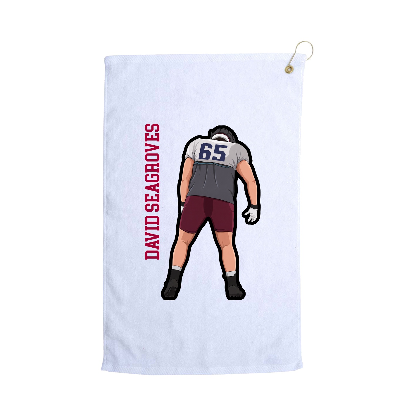 Golf Towel — Name Vertical in White
