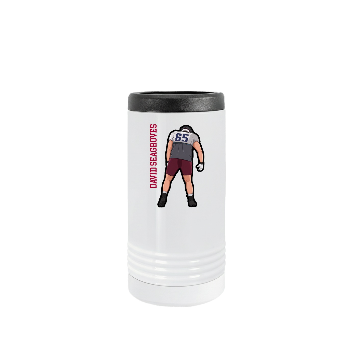 Slim Beverage Holder — Name Vertical in White