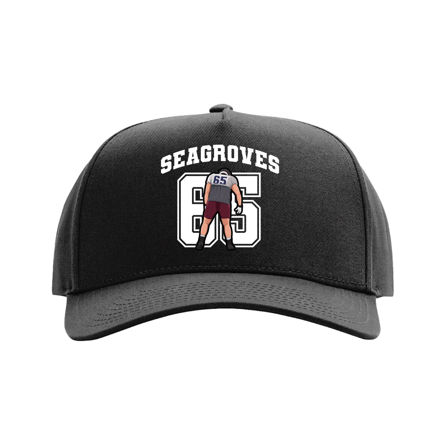 Full Fabric Five-Panel Champ Cap — Number in Black