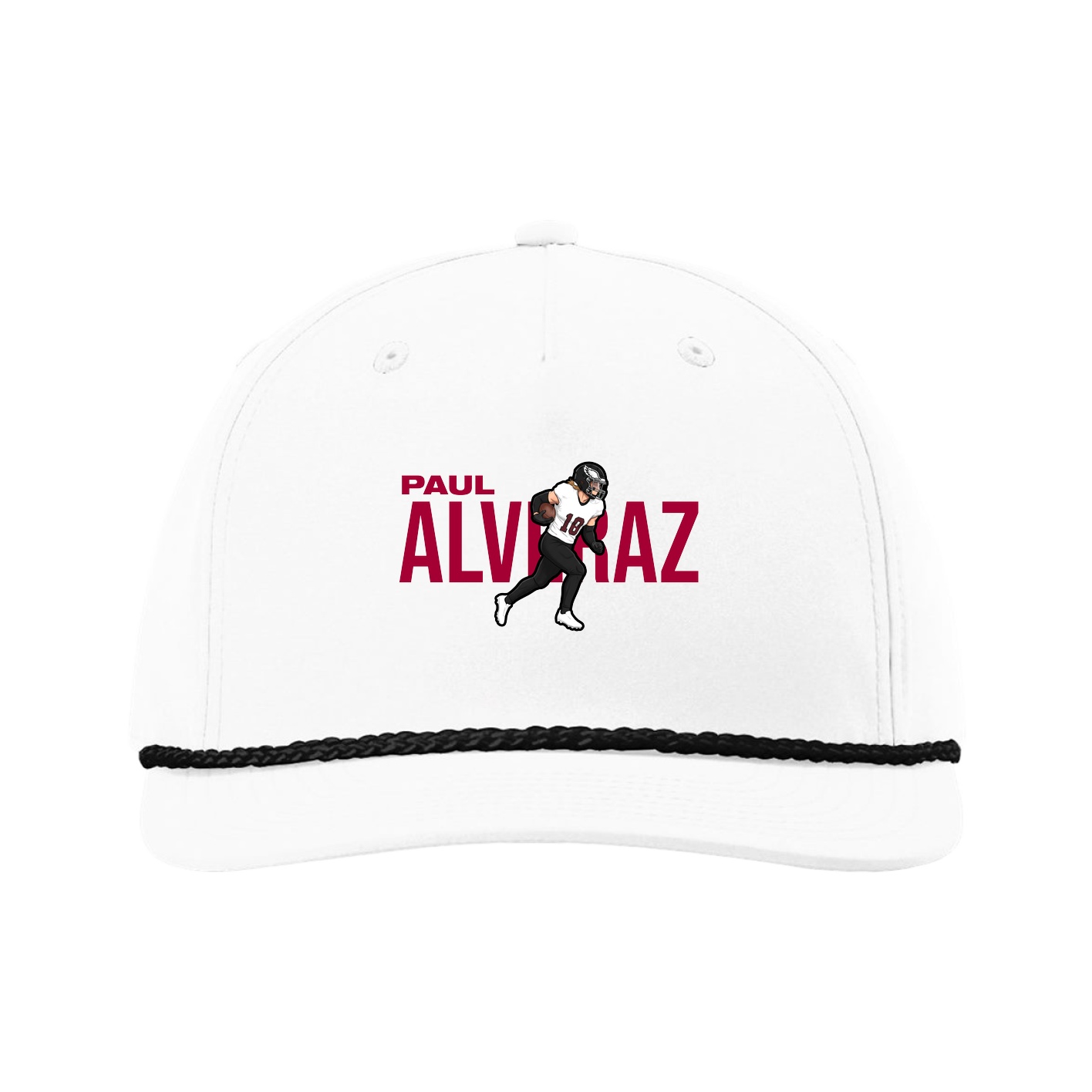 Five-Panel Classic Rope Cap — Player Name in White