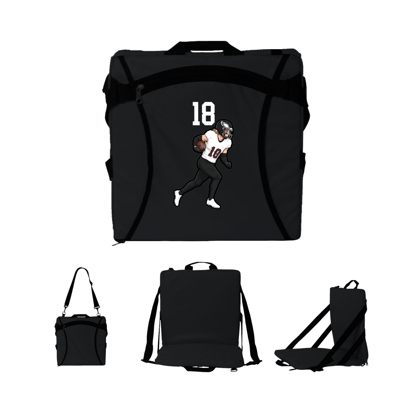 Folding Stadium Seat — Number Top in Black