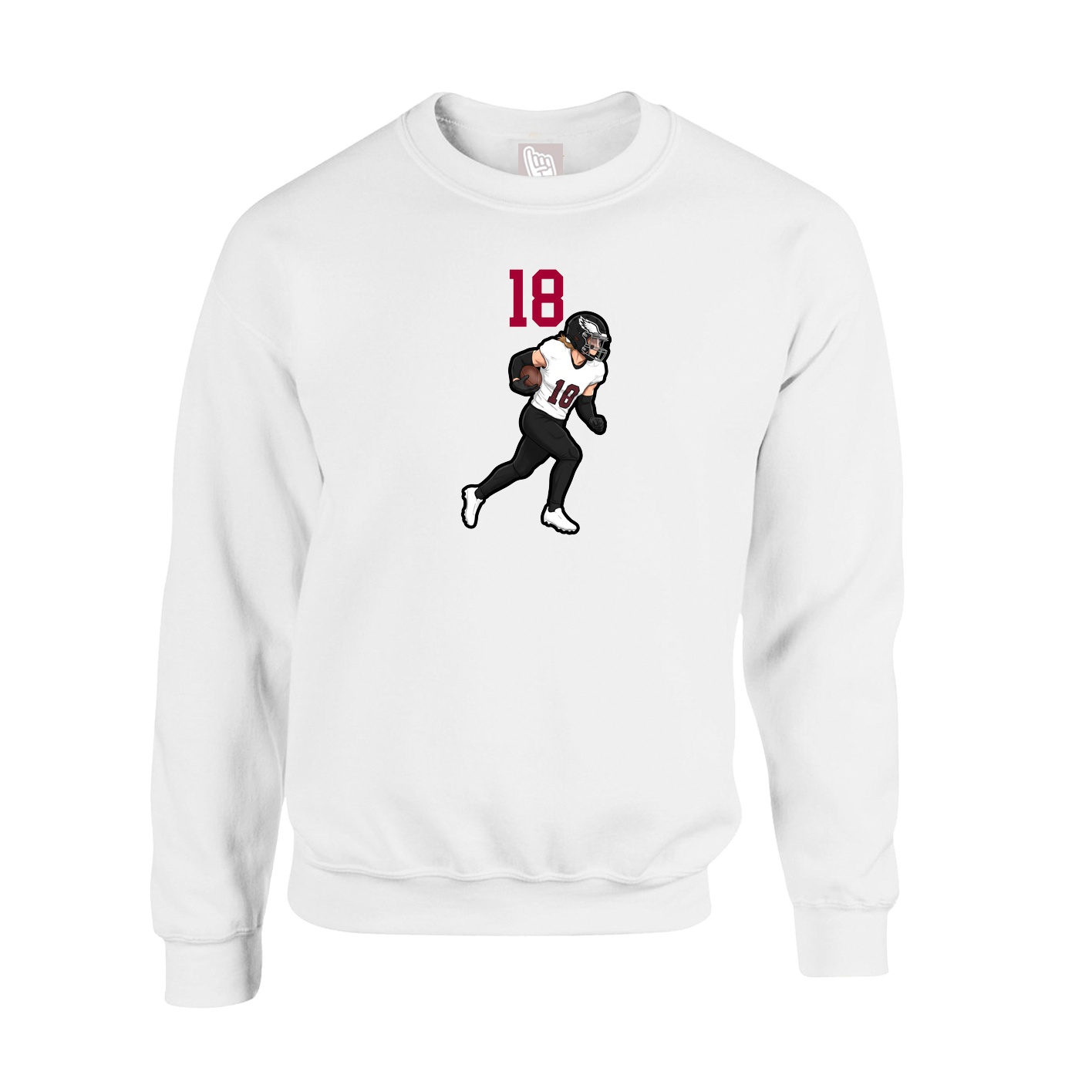 Fleece Crew — Number Top in White