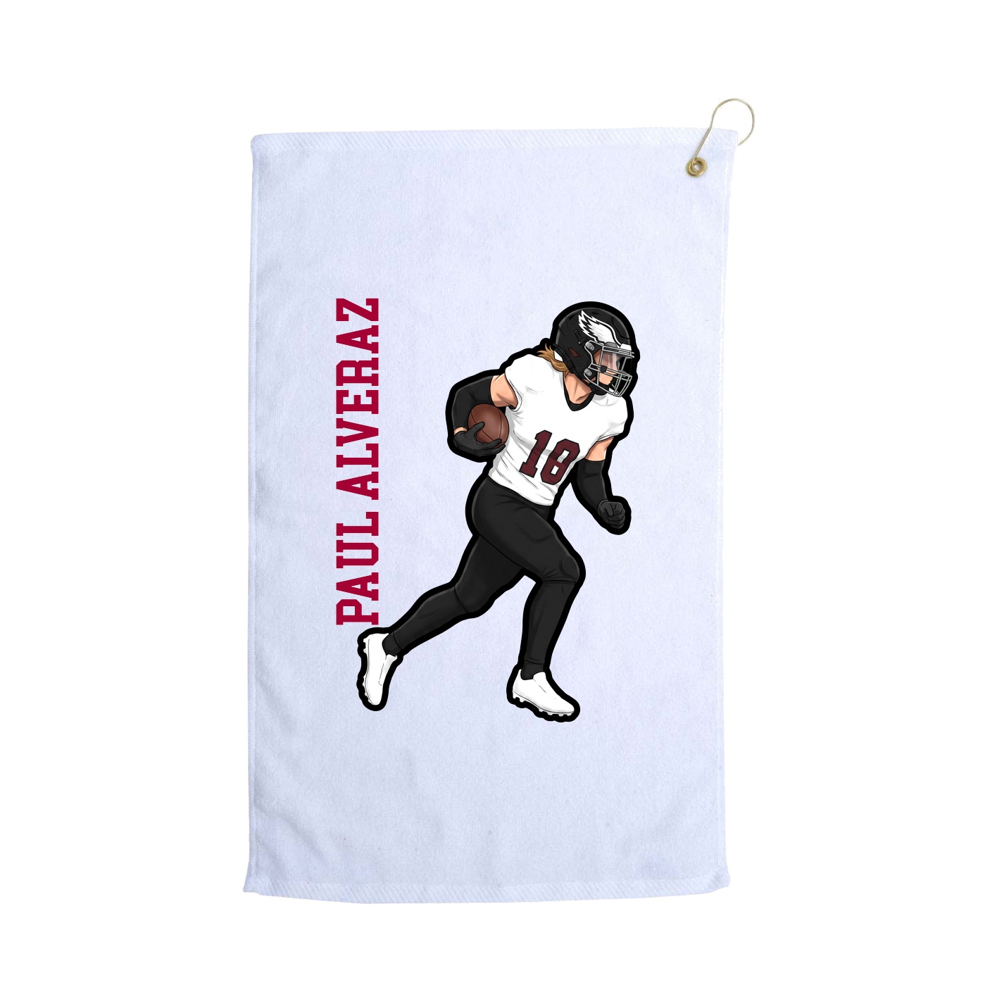 Golf Towel — Name Vertical in White