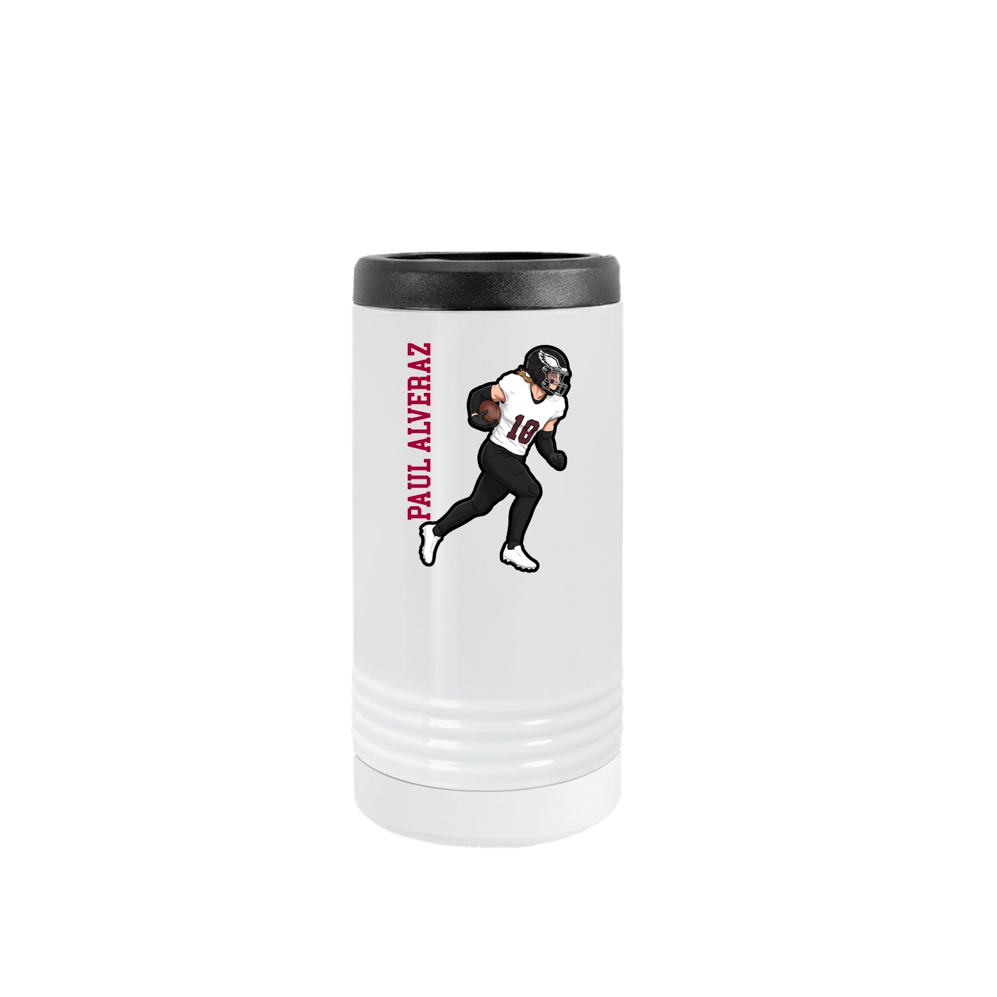 Slim Beverage Holder — Name Vertical in White