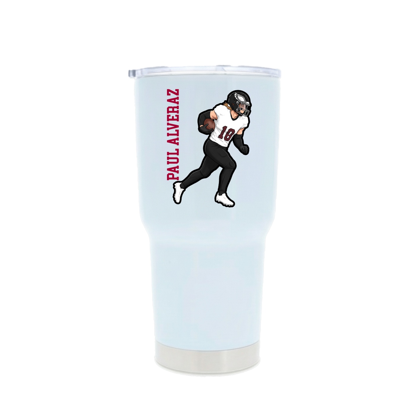 30oz Stainless Steel Tumbler — Name Vertical in White