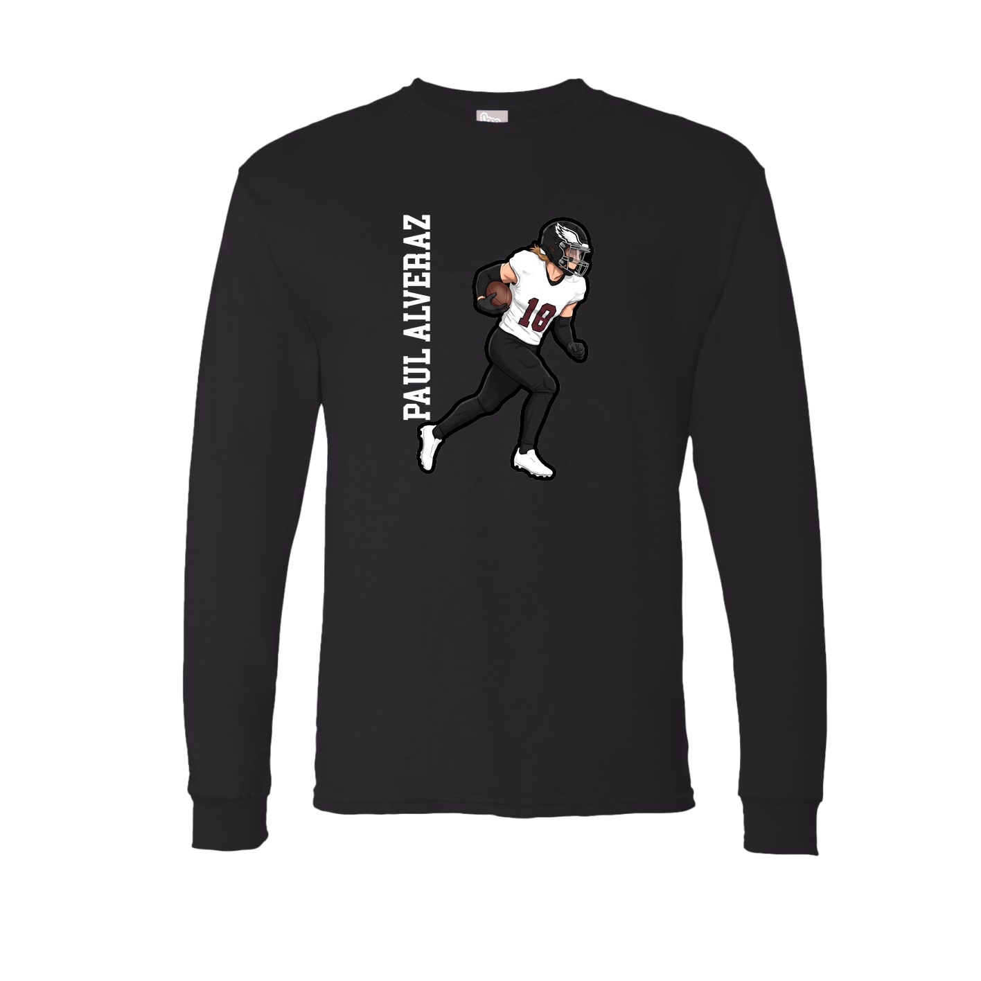 Long Sleeve Tee — Name Vertical in Black