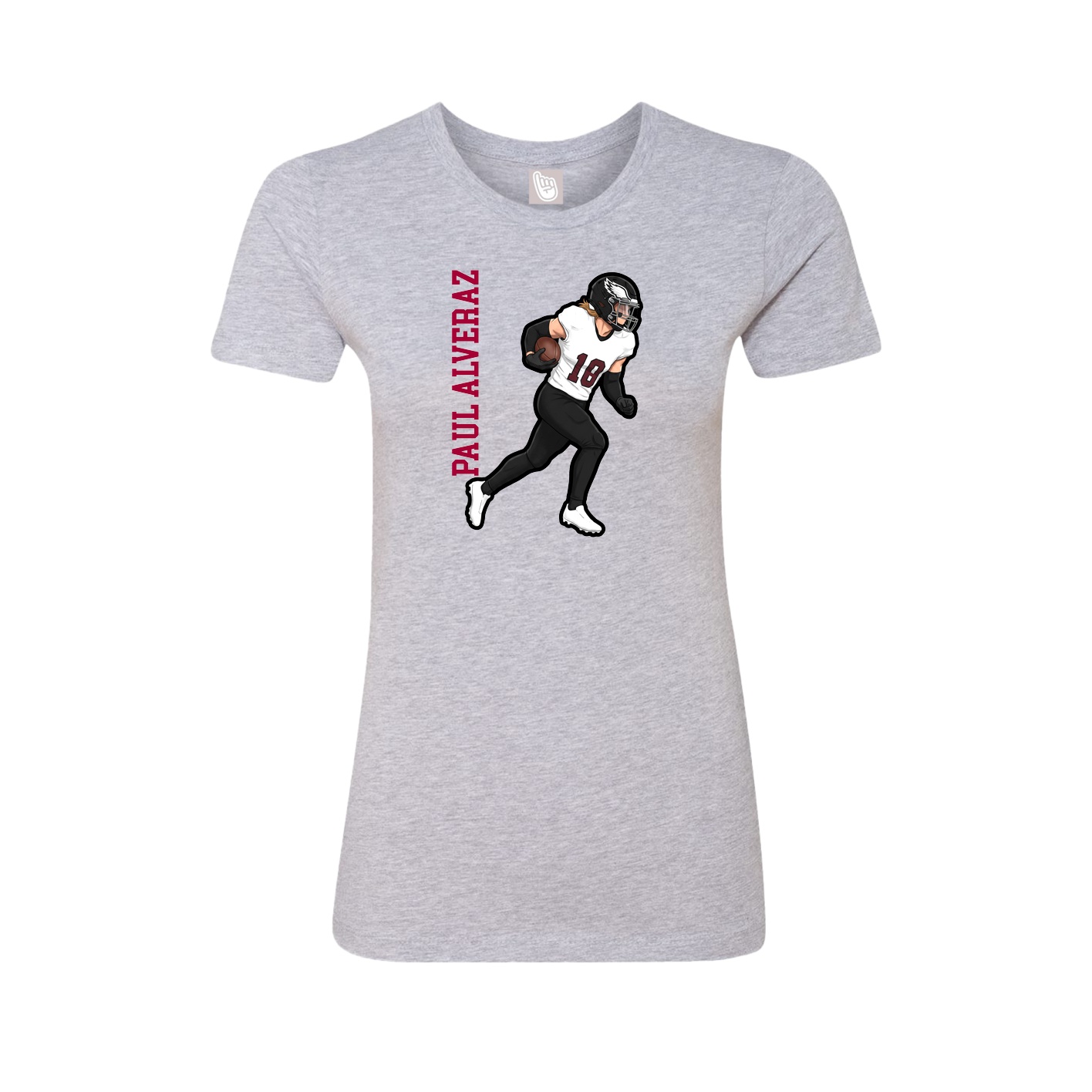 Fitted Women's Tee — Name Vertical in Grey
