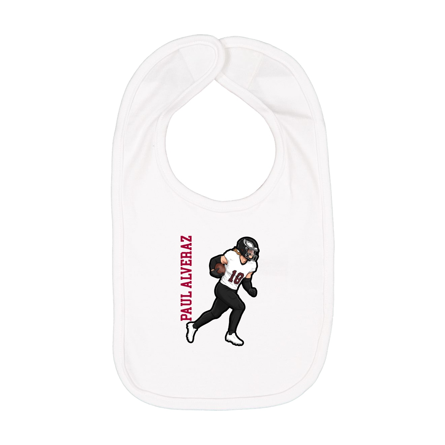 Infant Bib — Name Vertical in White