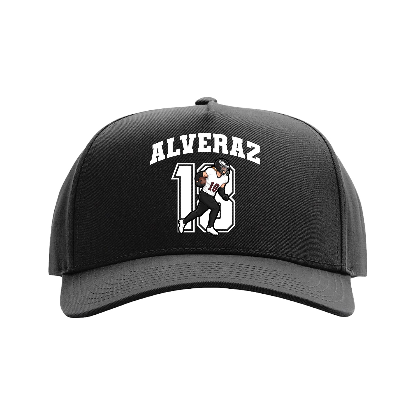 Full Fabric Five-Panel Champ Cap — Number in Black