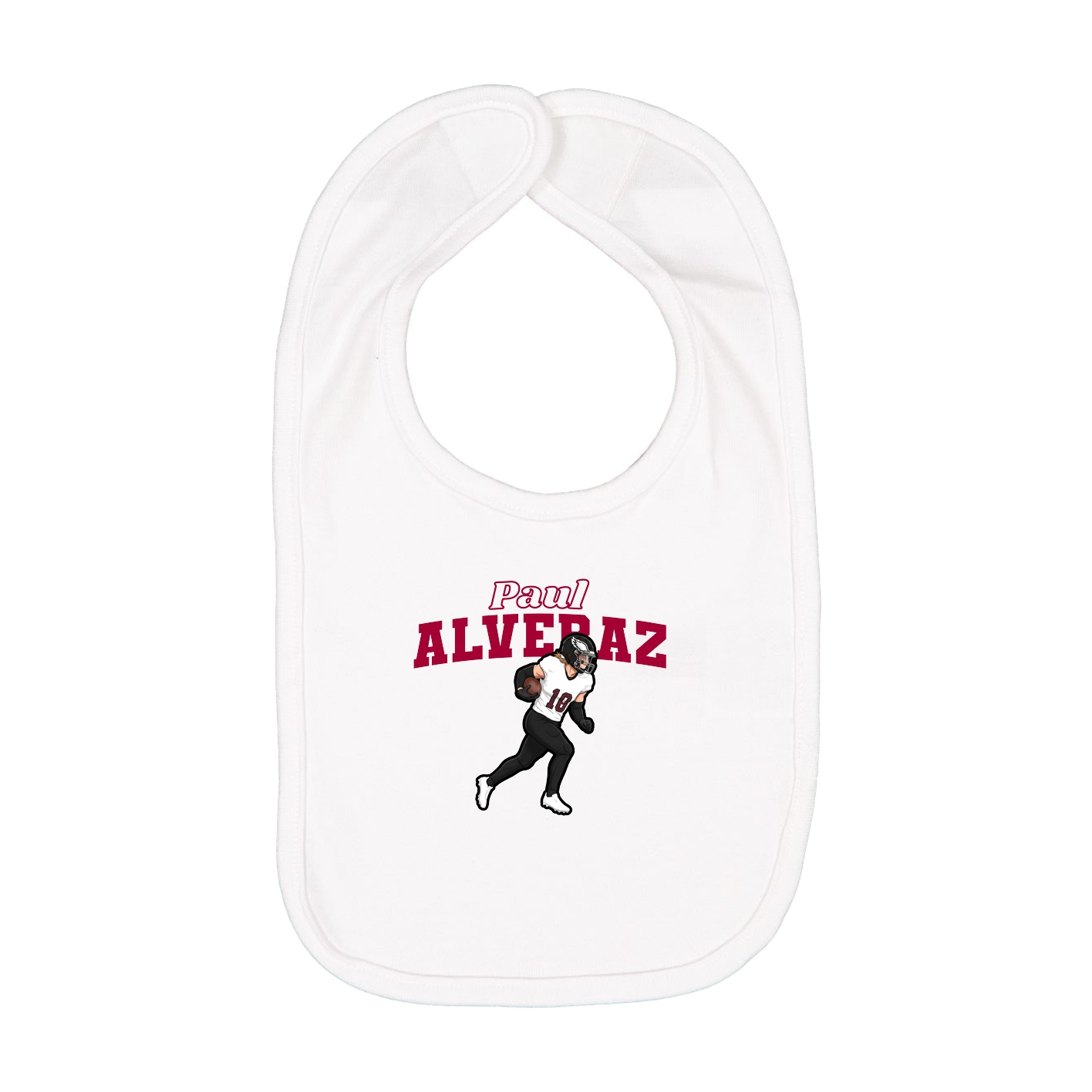 Infant Bib — Name Arch in White