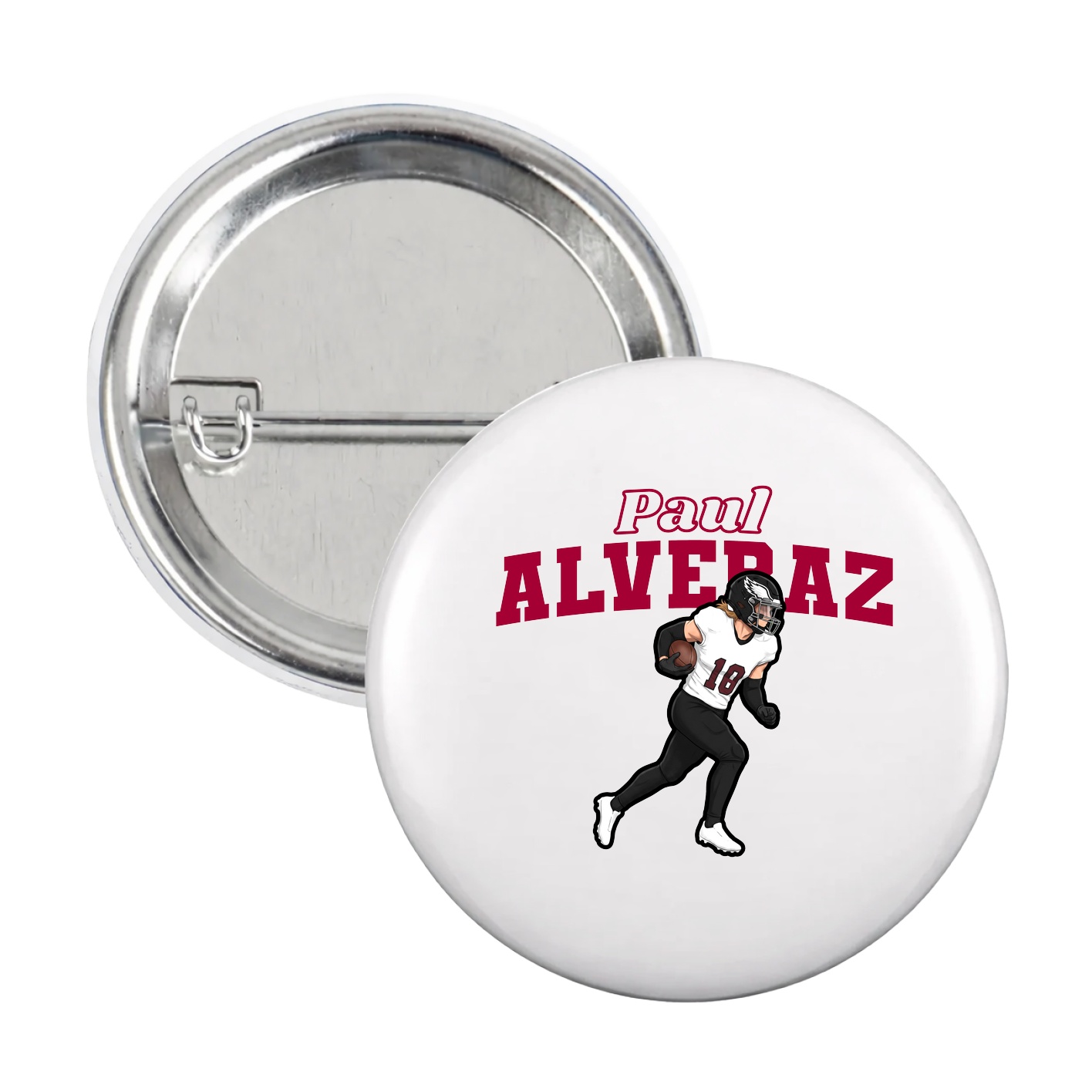 Game Day Button — Name Arch in White