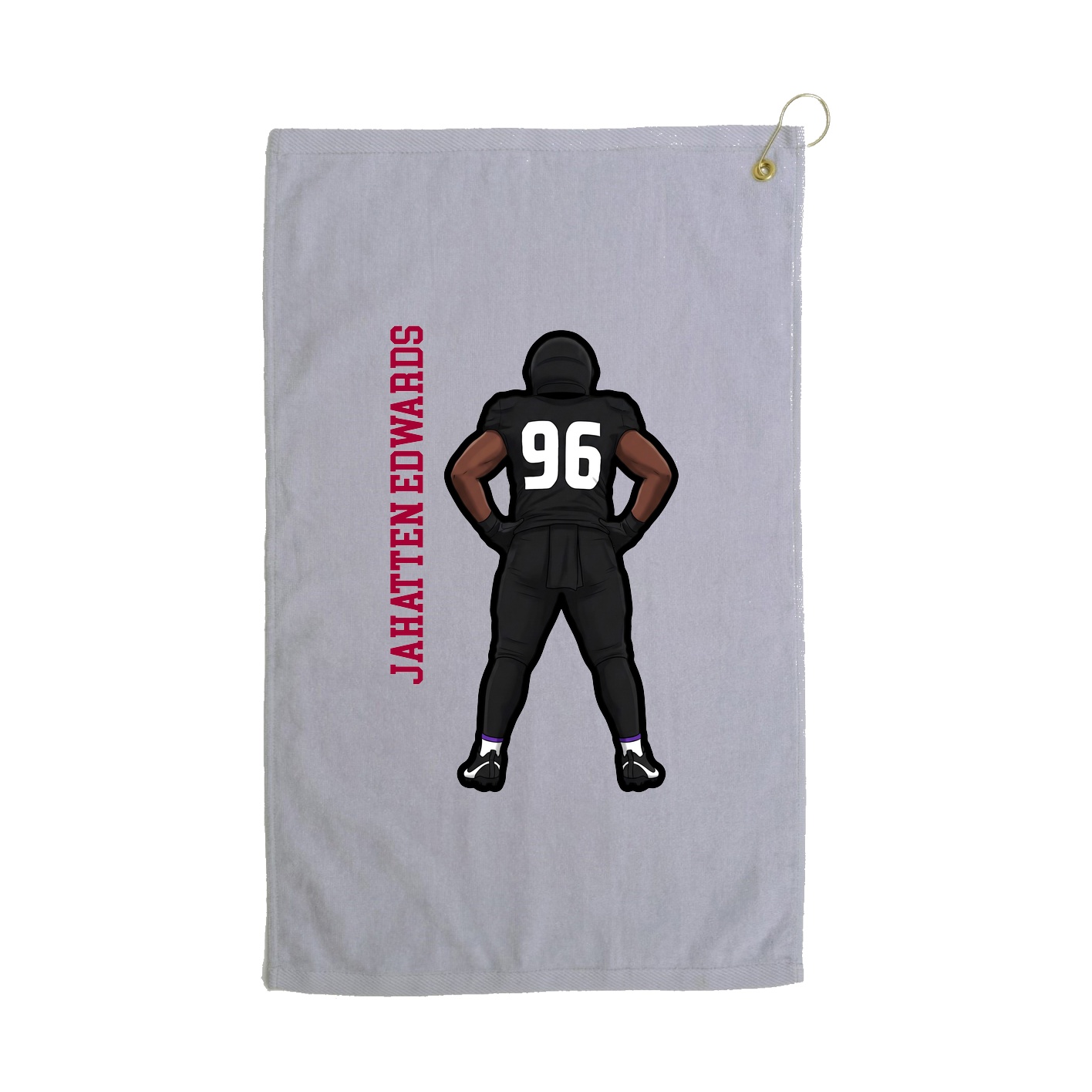 Golf Towel — Name Vertical in Grey