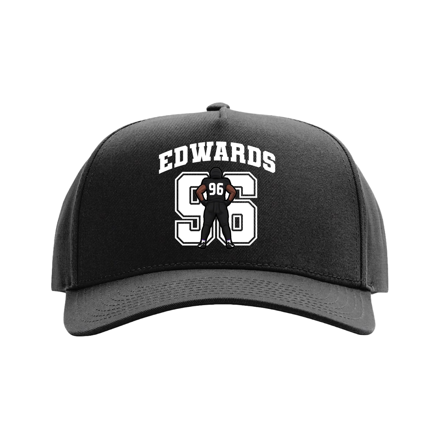 Full Fabric Five-Panel Champ Cap — Number in Black