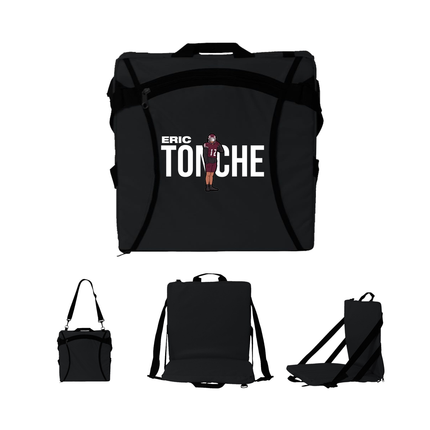 Folding Stadium Seat — Player Name in Black