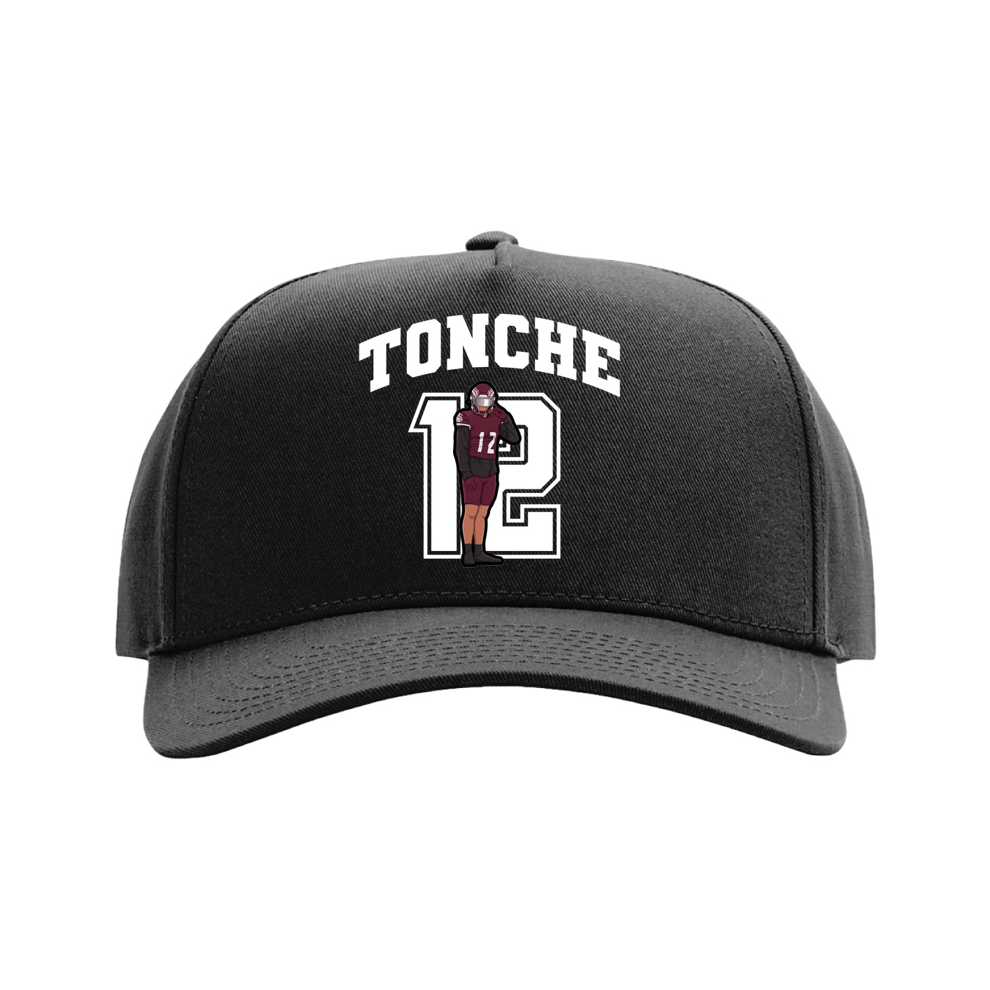 Full Fabric Five-Panel Champ Cap — Number in Black