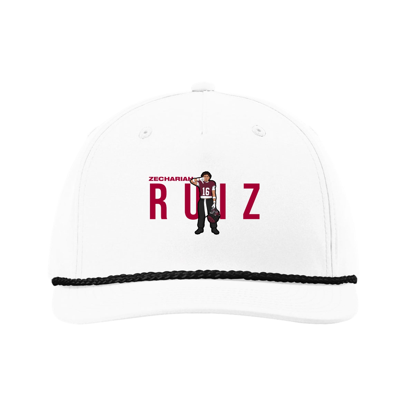 Five-Panel Classic Rope Cap — Player Name in White