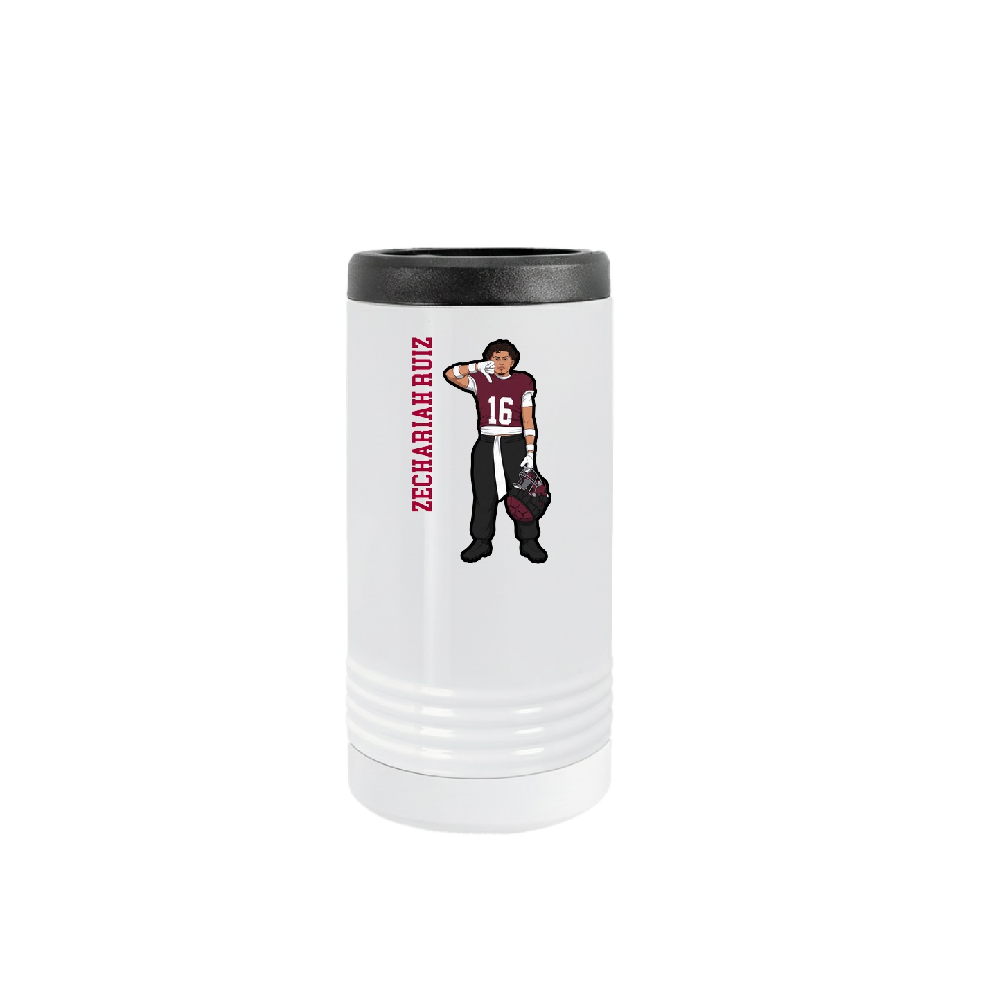 Slim Beverage Holder — Name Vertical in White