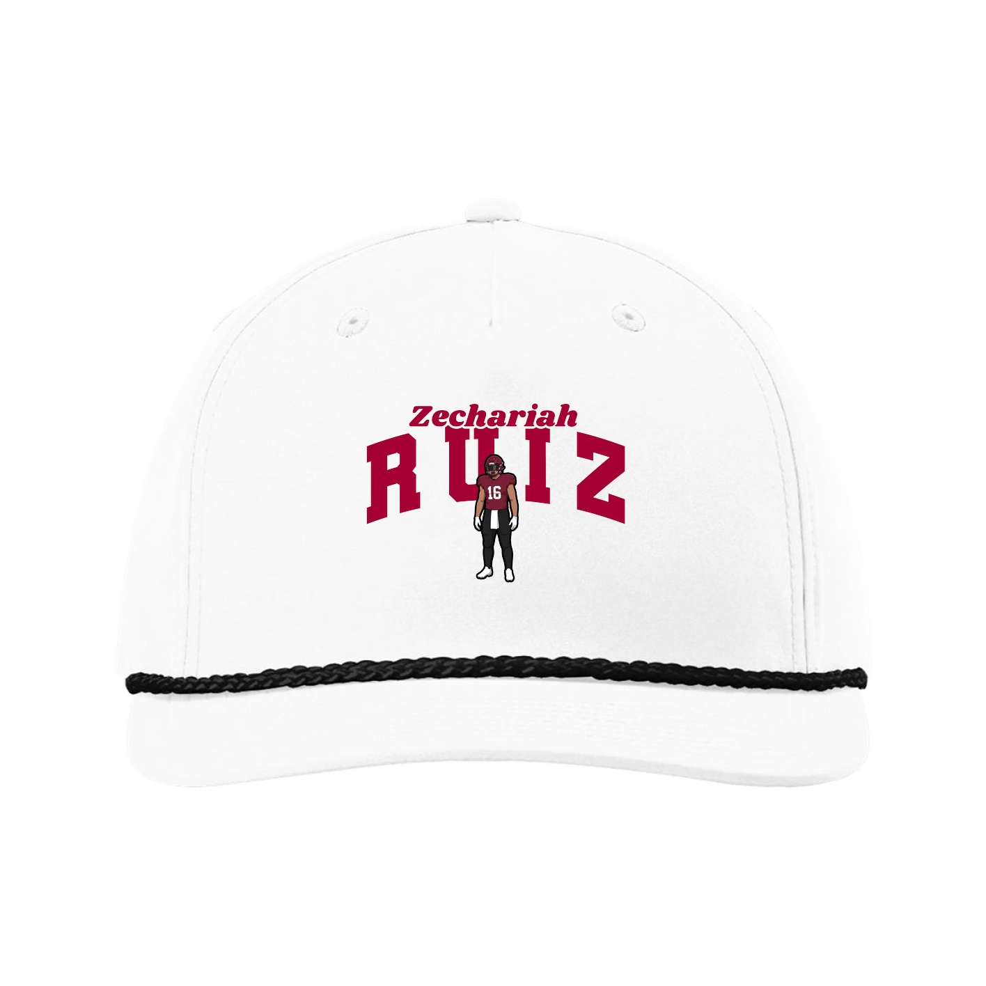 Five-Panel Classic Rope Cap — Signature Arch in White