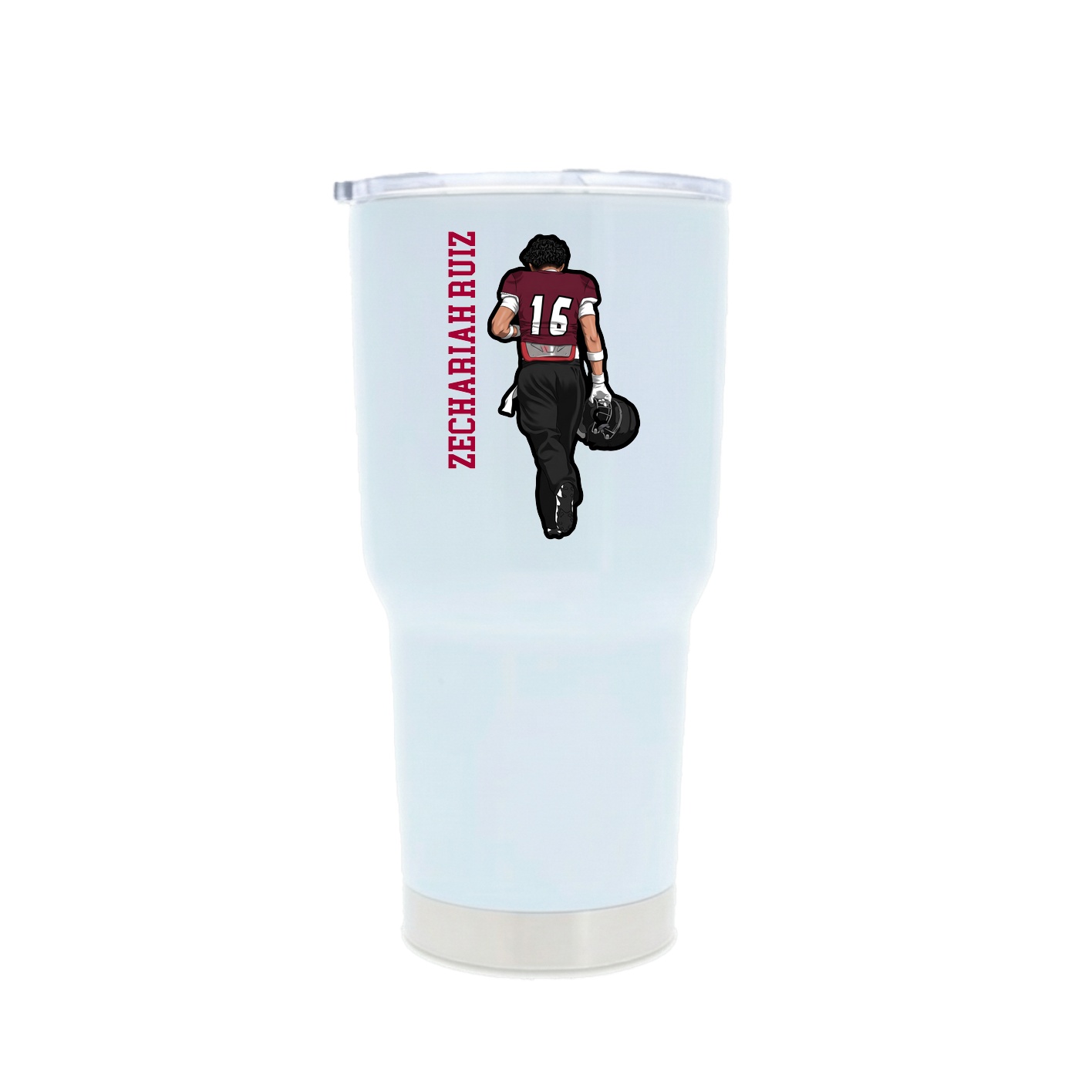30oz Stainless Steel Tumbler — Name Vertical in White
