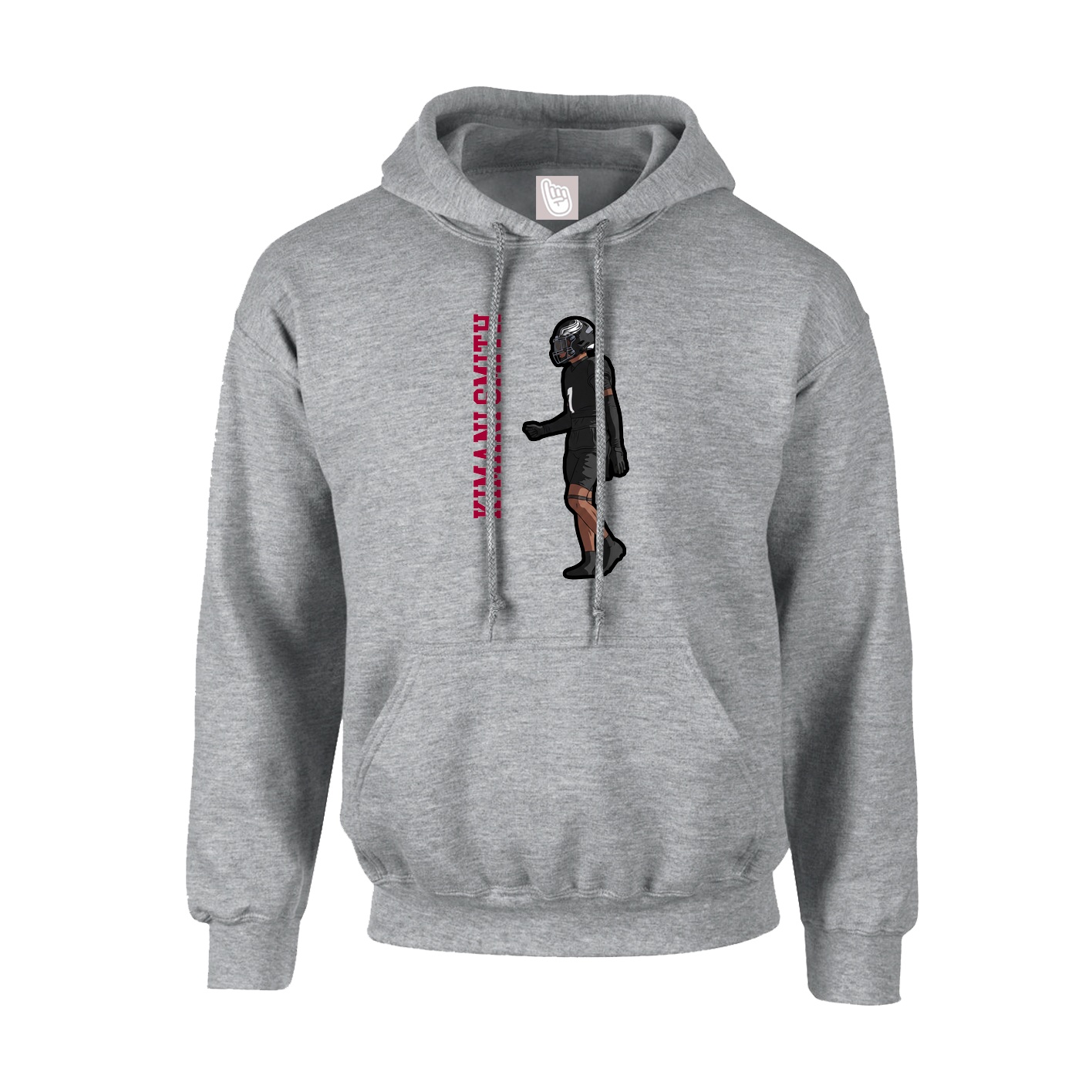 Youth Hoodie — Name Vertical in Grey