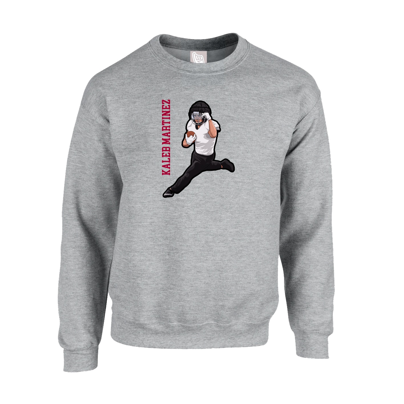 Fleece Crew — Name Vertical in Grey