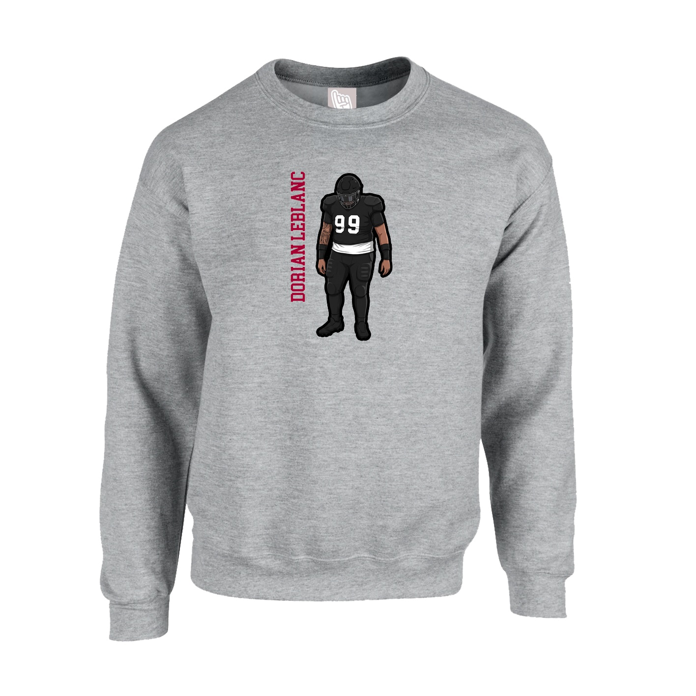 Fleece Crew — Name Vertical in Grey