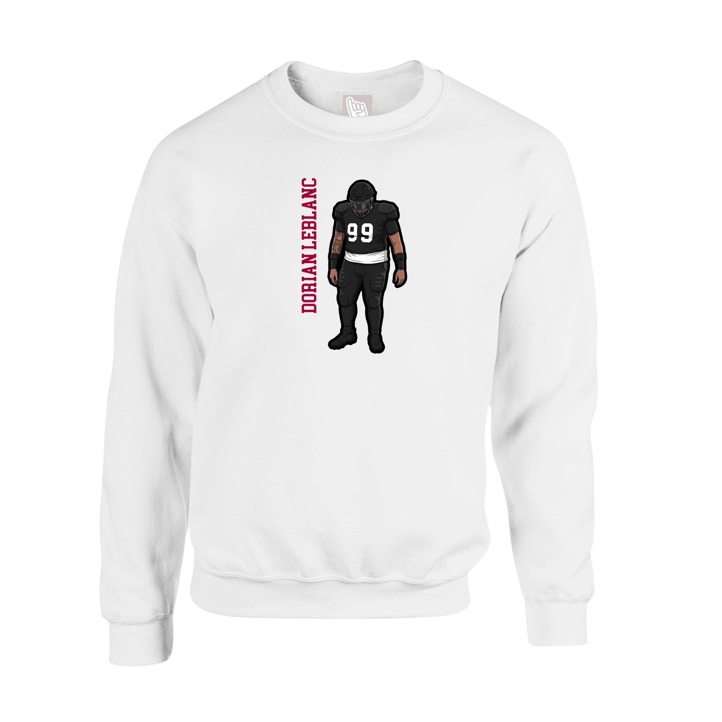 Fleece Crew — Name Vertical in White