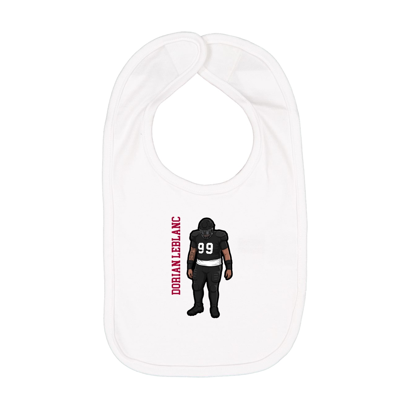 Infant Bib — Name Vertical in White