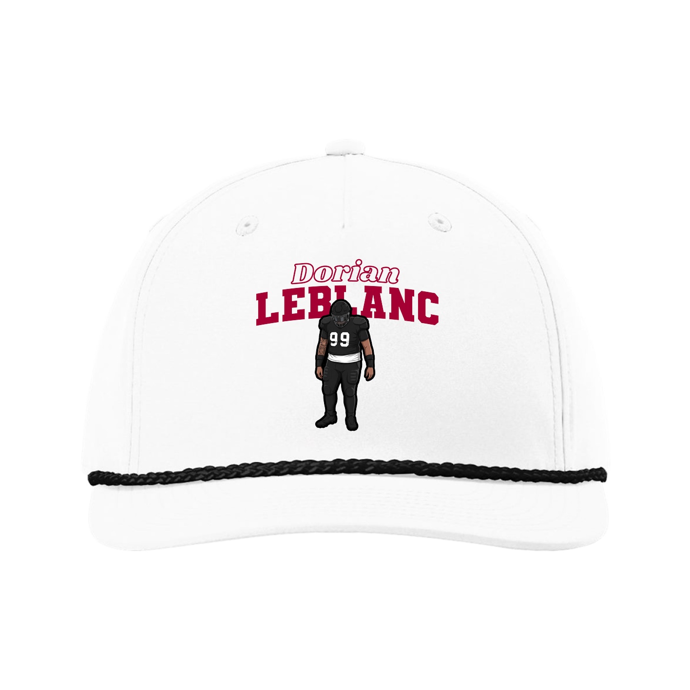 Five-Panel Classic Rope Cap — Name Arch in White