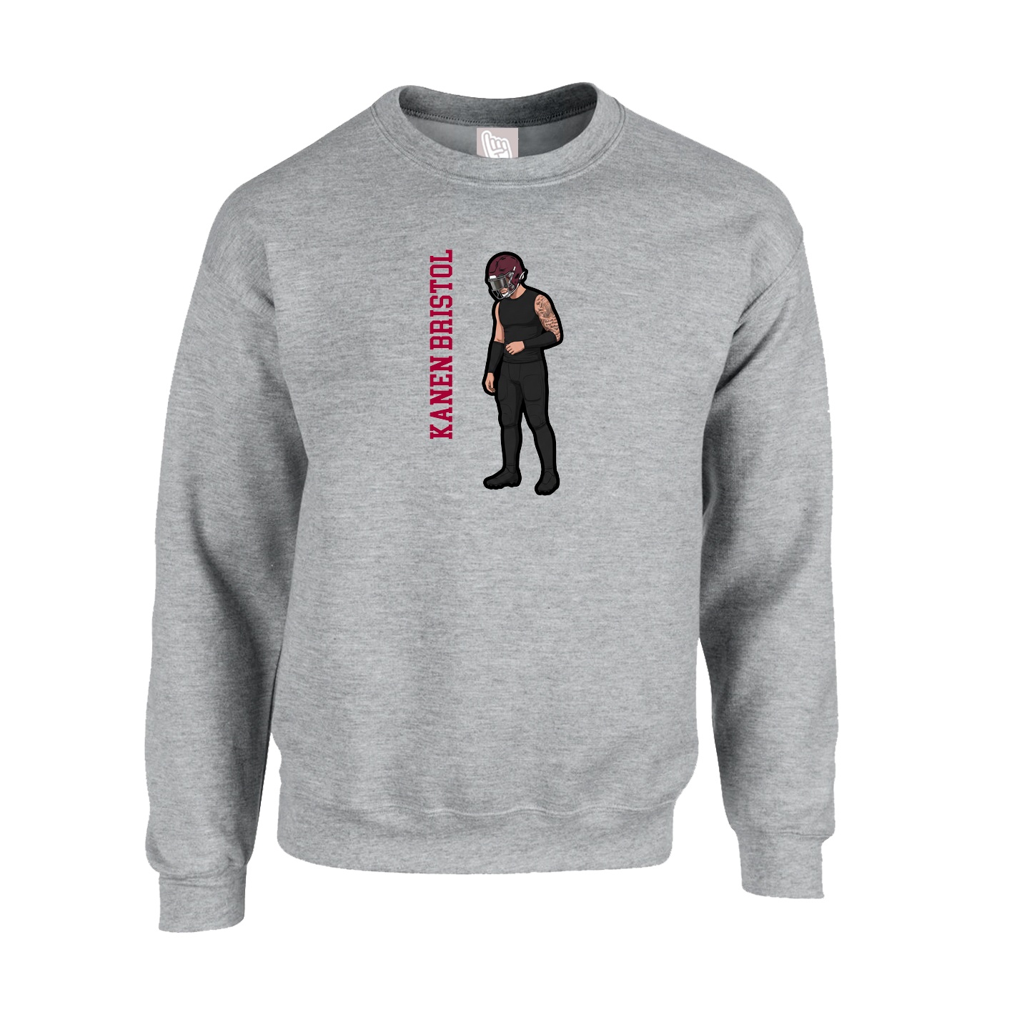 Fleece Crew — Name Vertical in Grey