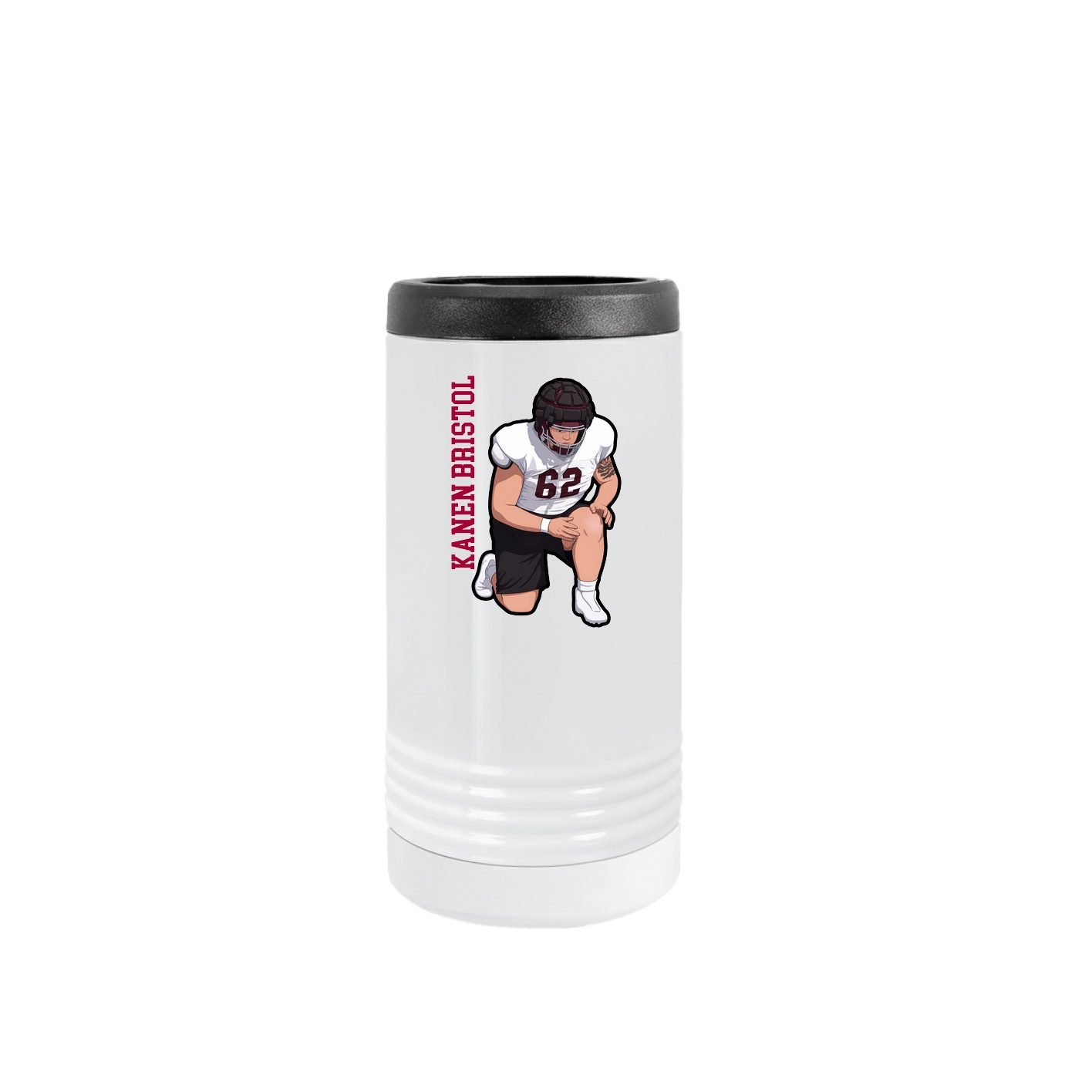 Slim Beverage Holder — Name Vertical in White