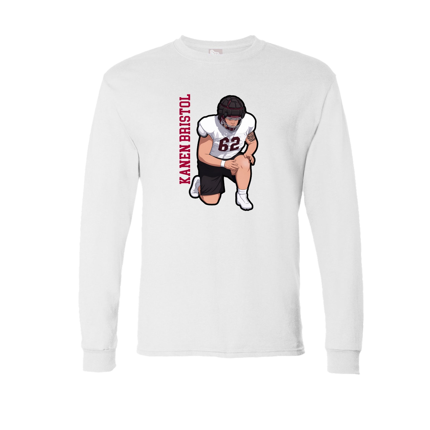 Long Sleeve Tee — Name Vertical in White