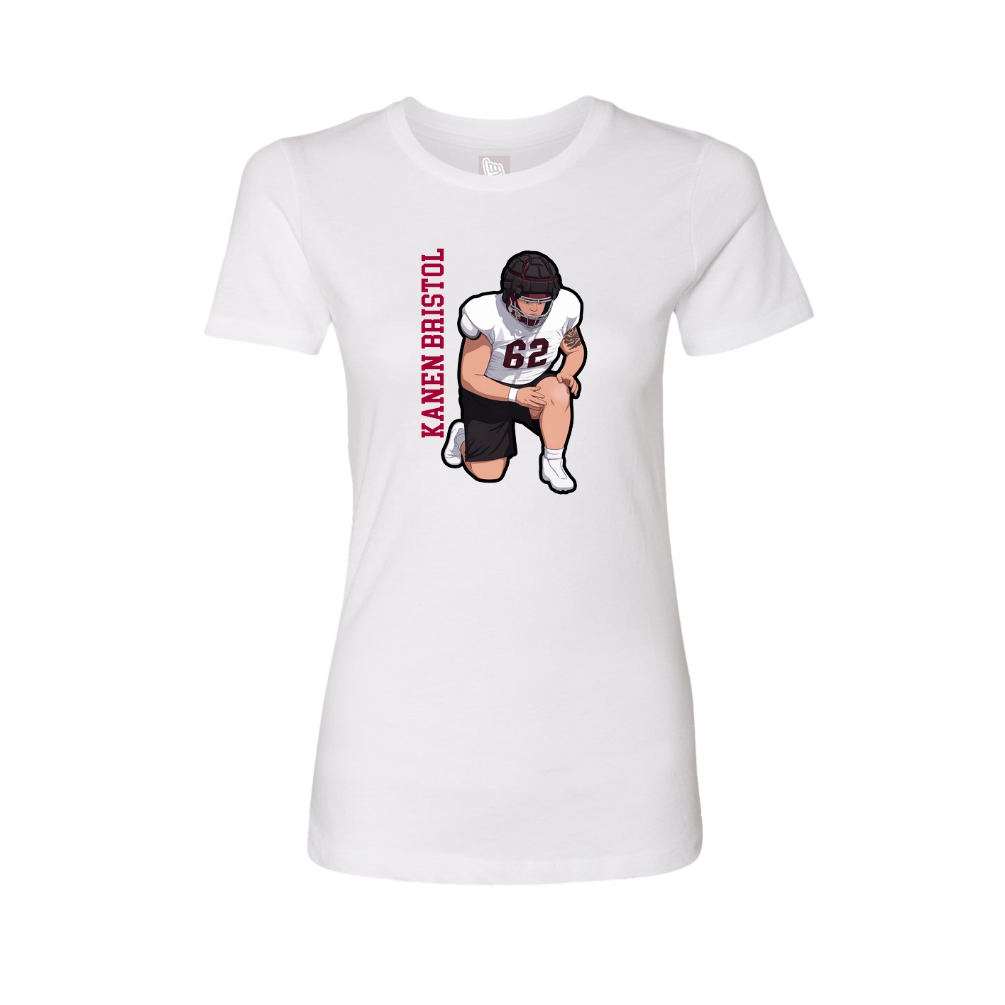 Fitted Women's Tee — Name Vertical in White