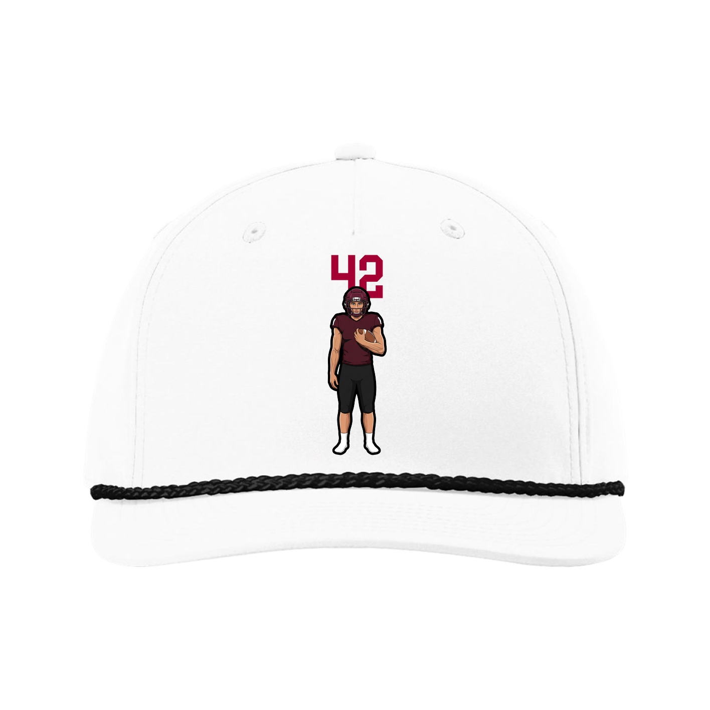 Five-Panel Classic Rope Cap — Number Top in White