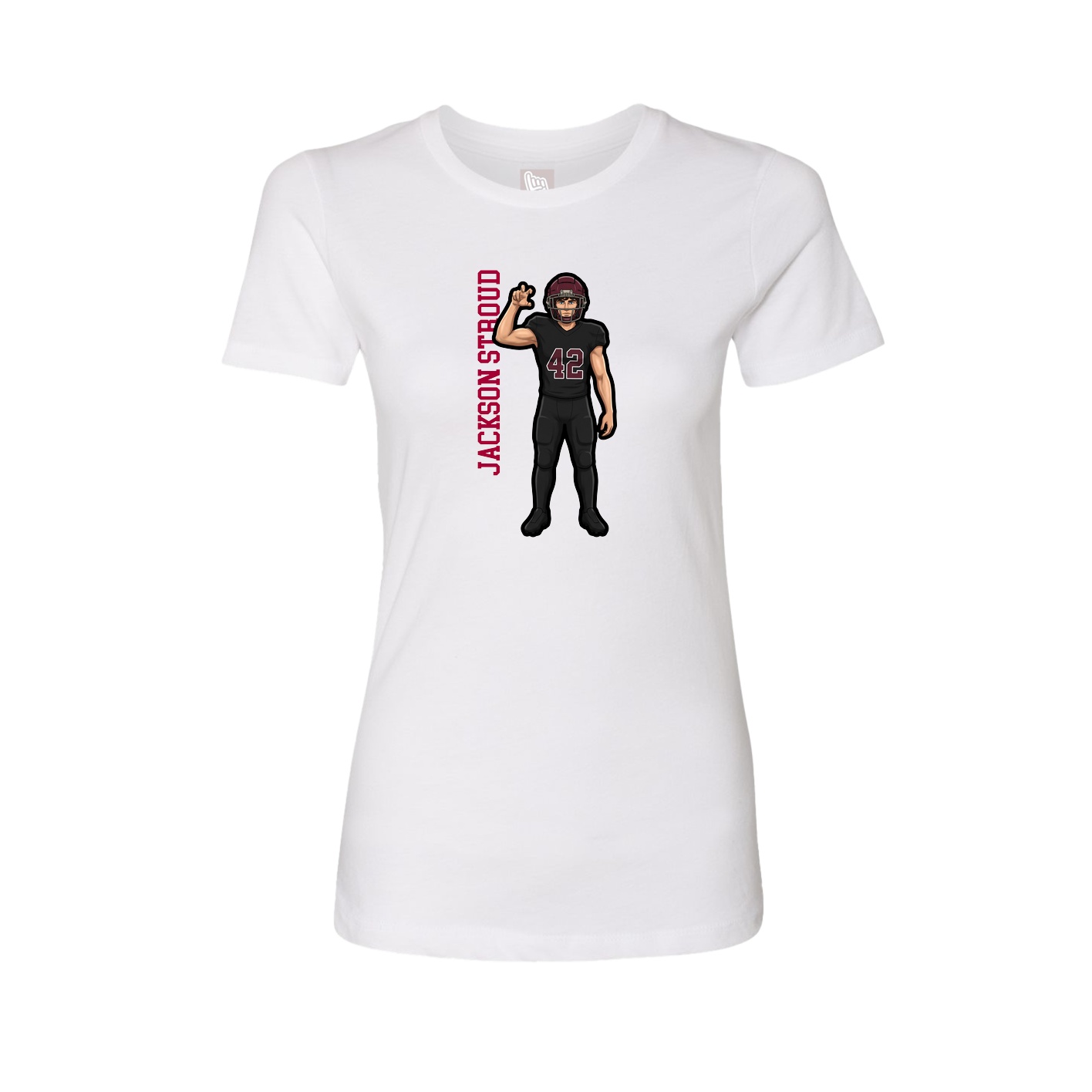 Fitted Women's Tee — Name Vertical in White
