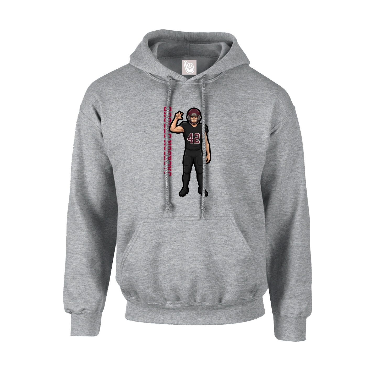 Hoodie — Name Vertical in Grey