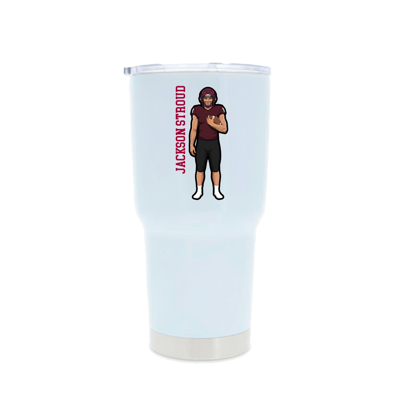 30oz Stainless Steel Tumbler — Name Vertical in White
