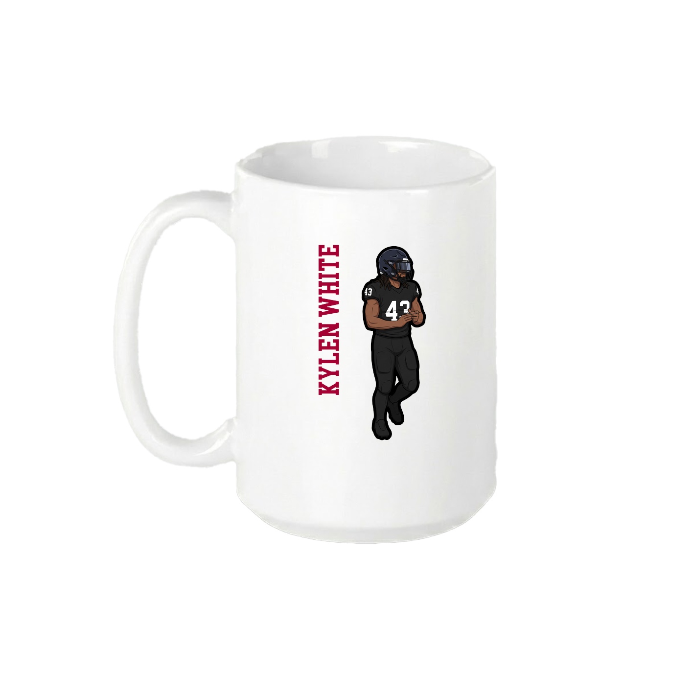 15oz Coffee Mug — Name Vertical in White