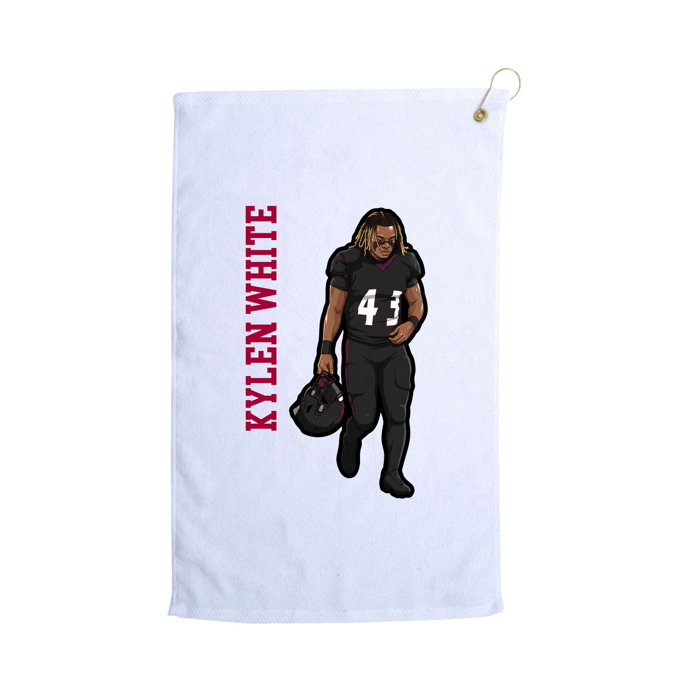 Golf Towel — Name Vertical in White