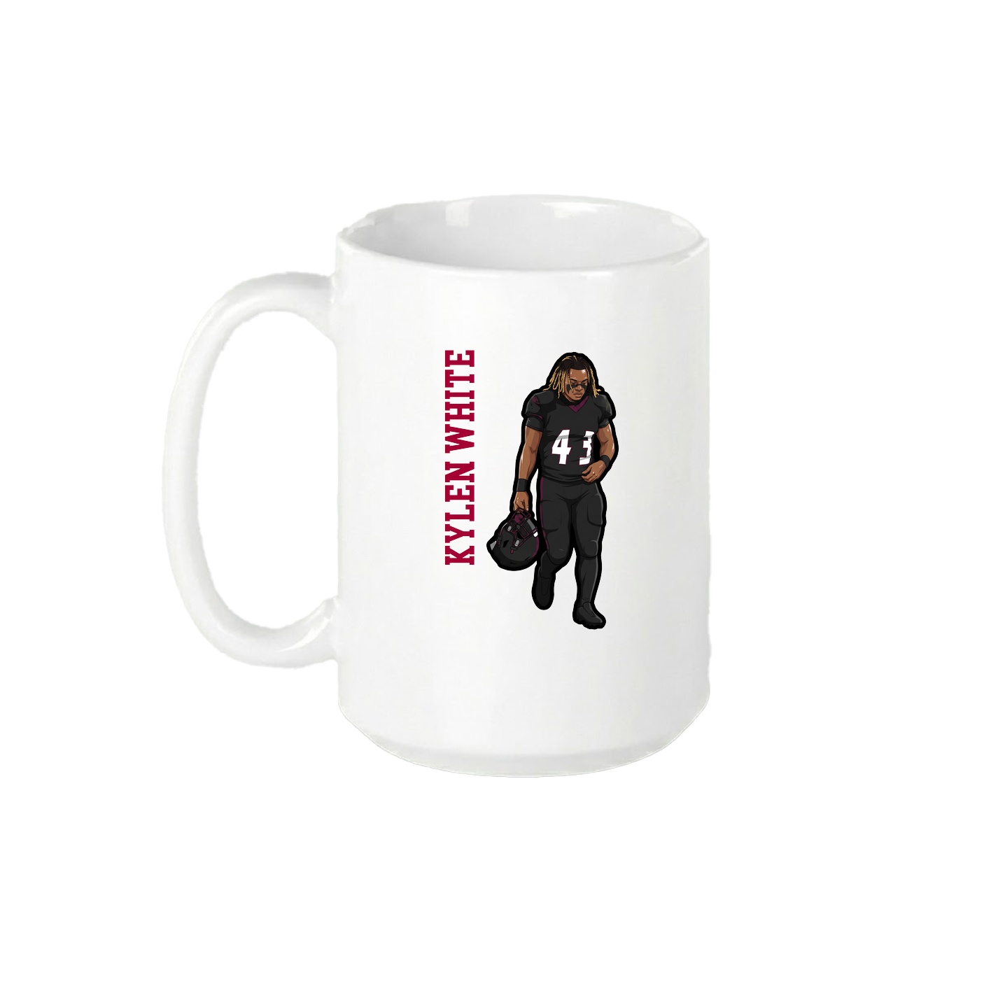 15oz Coffee Mug — Name Vertical in White