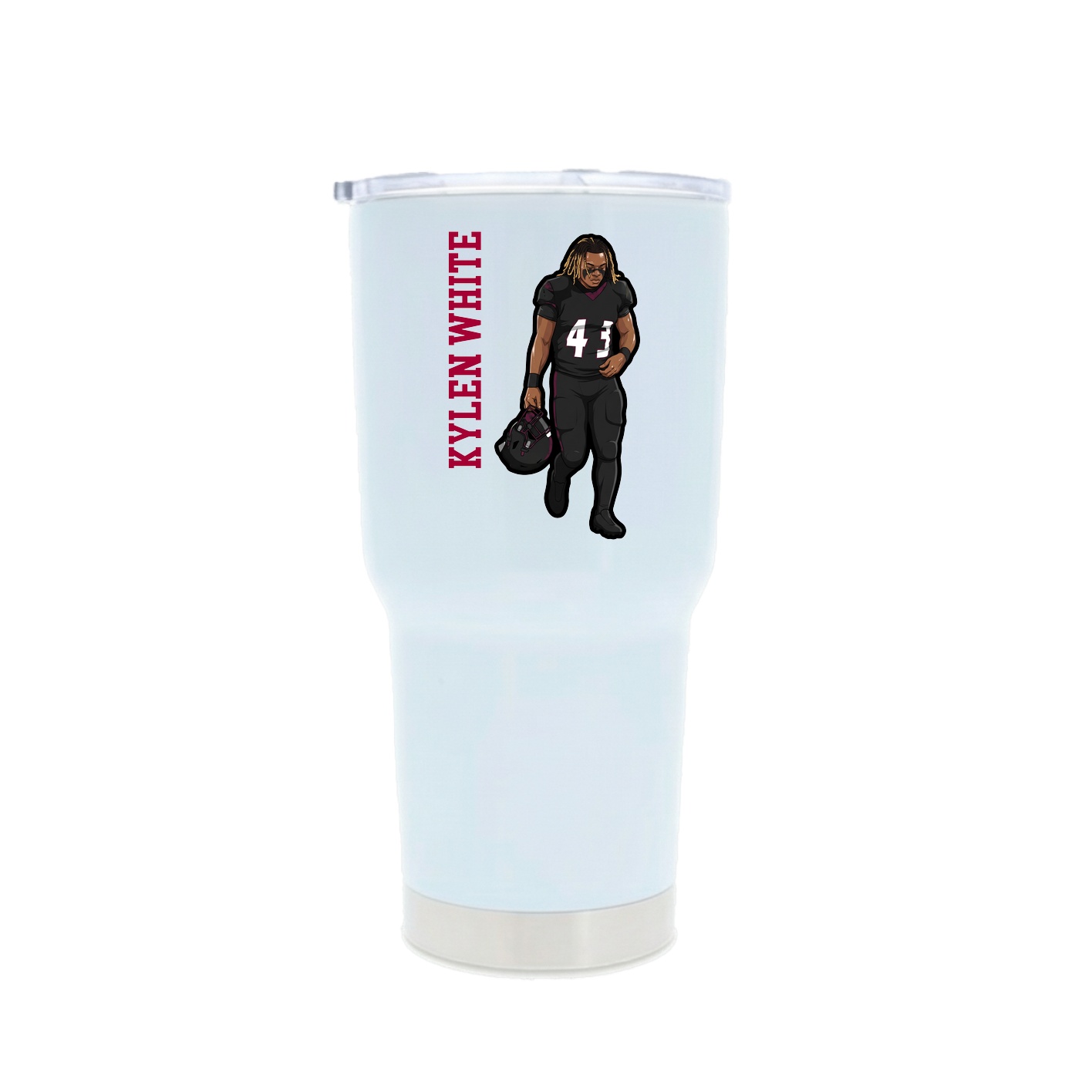 30oz Stainless Steel Tumbler — Name Vertical in White