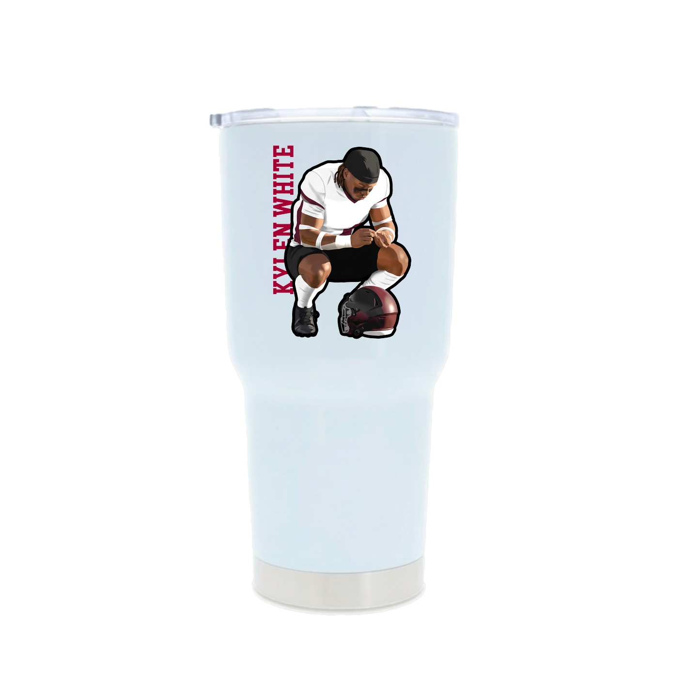 30oz Stainless Steel Tumbler — Name Vertical in White
