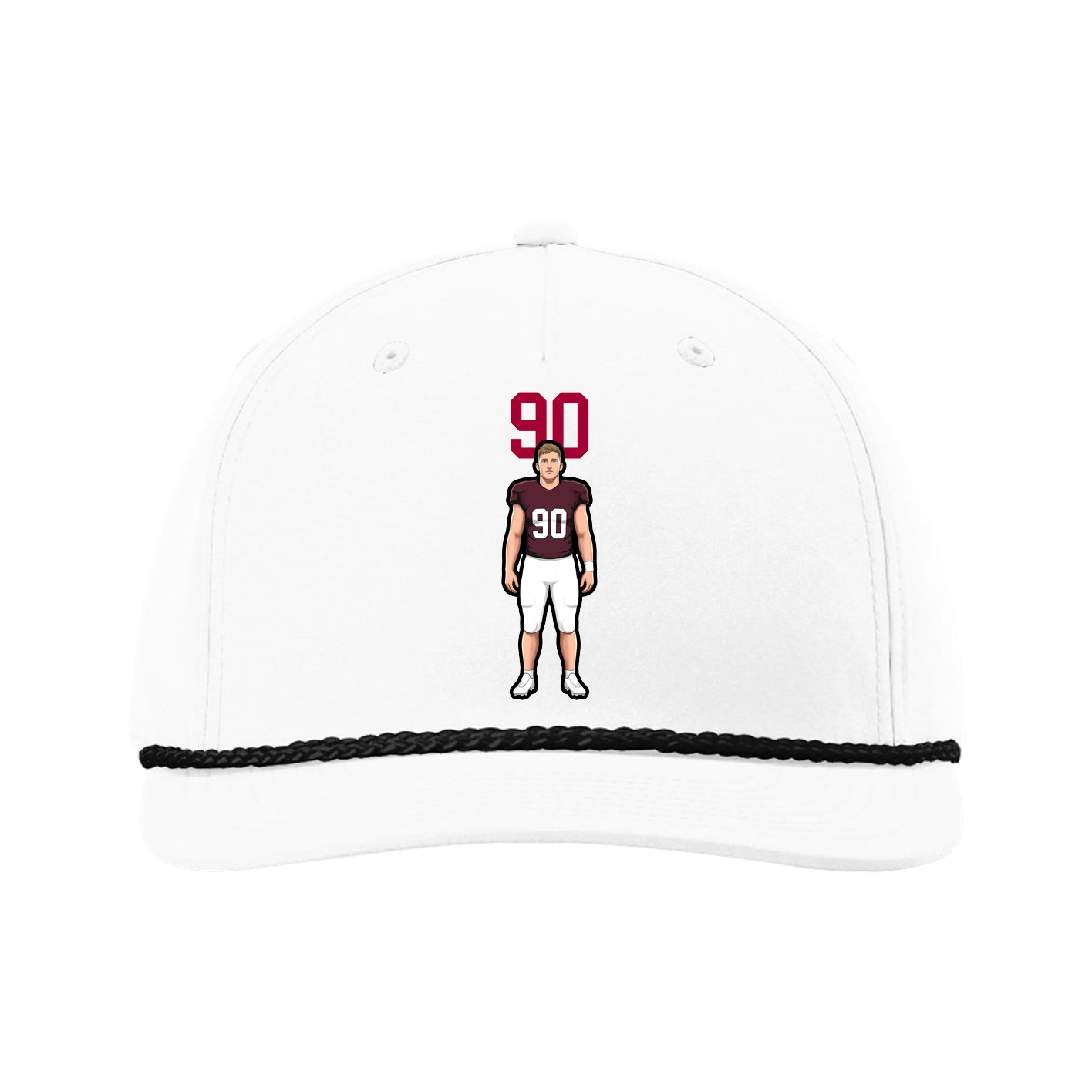 Five-Panel Classic Rope Cap — Number Top in White