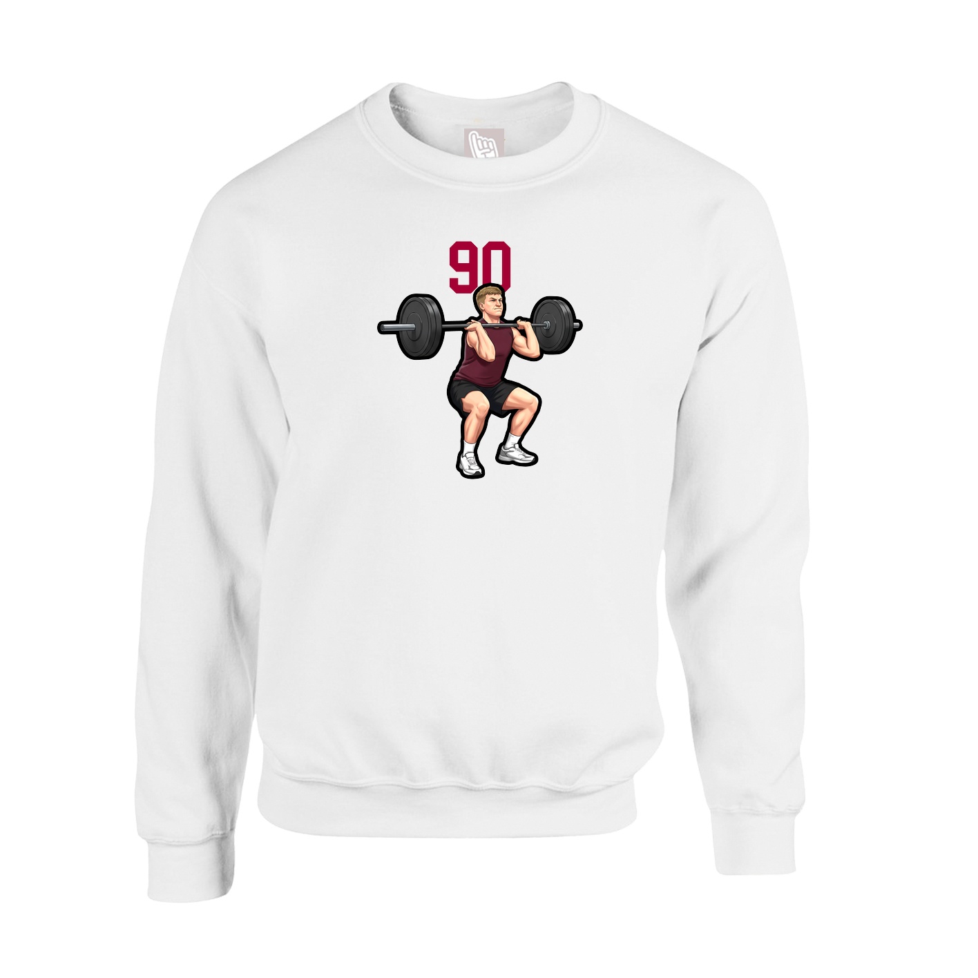 Fleece Crew — Number Top in White