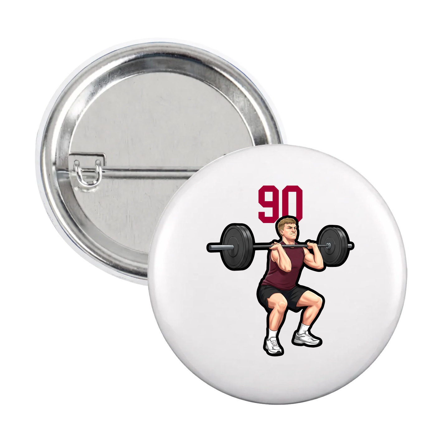 Game Day Button — Number Top in White