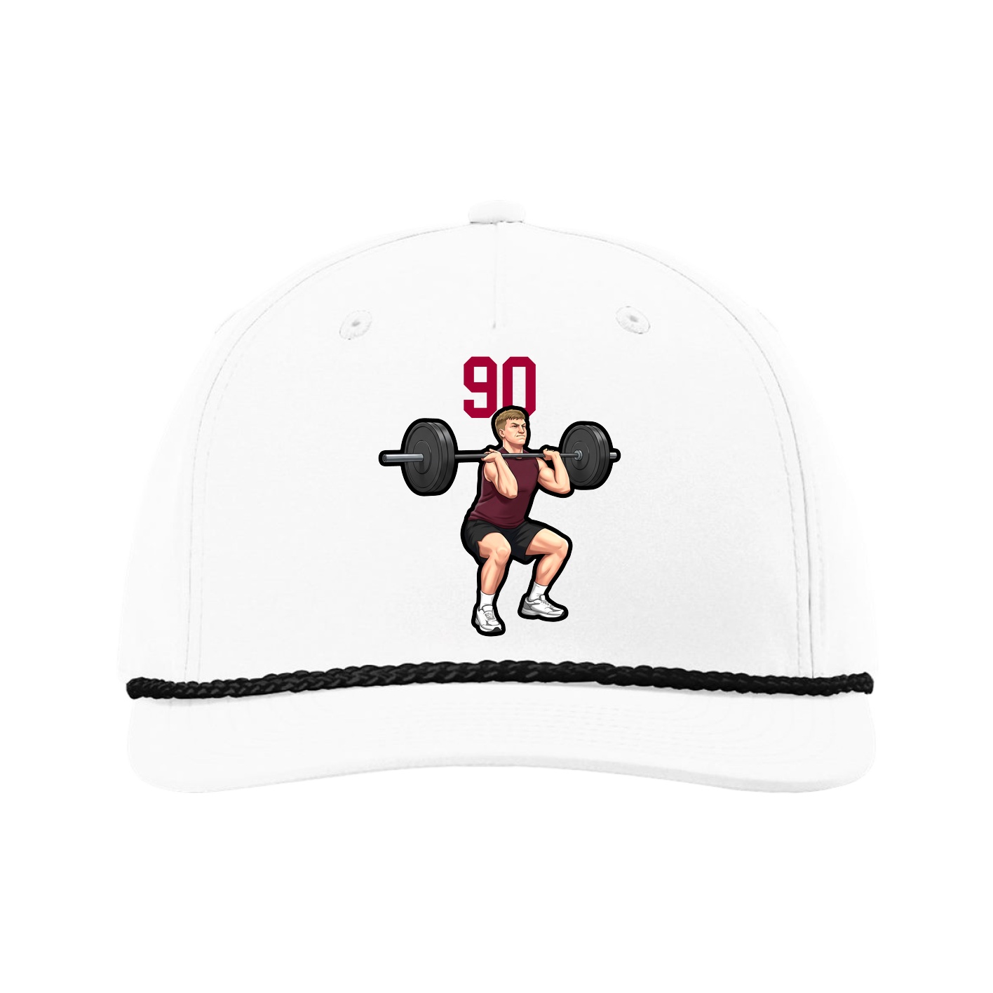 Five-Panel Classic Rope Cap — Number Top in White