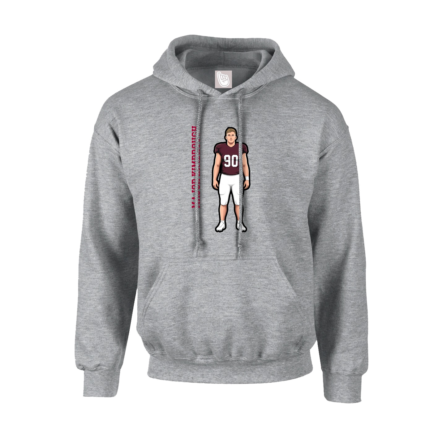 Hoodie — Name Vertical in Grey