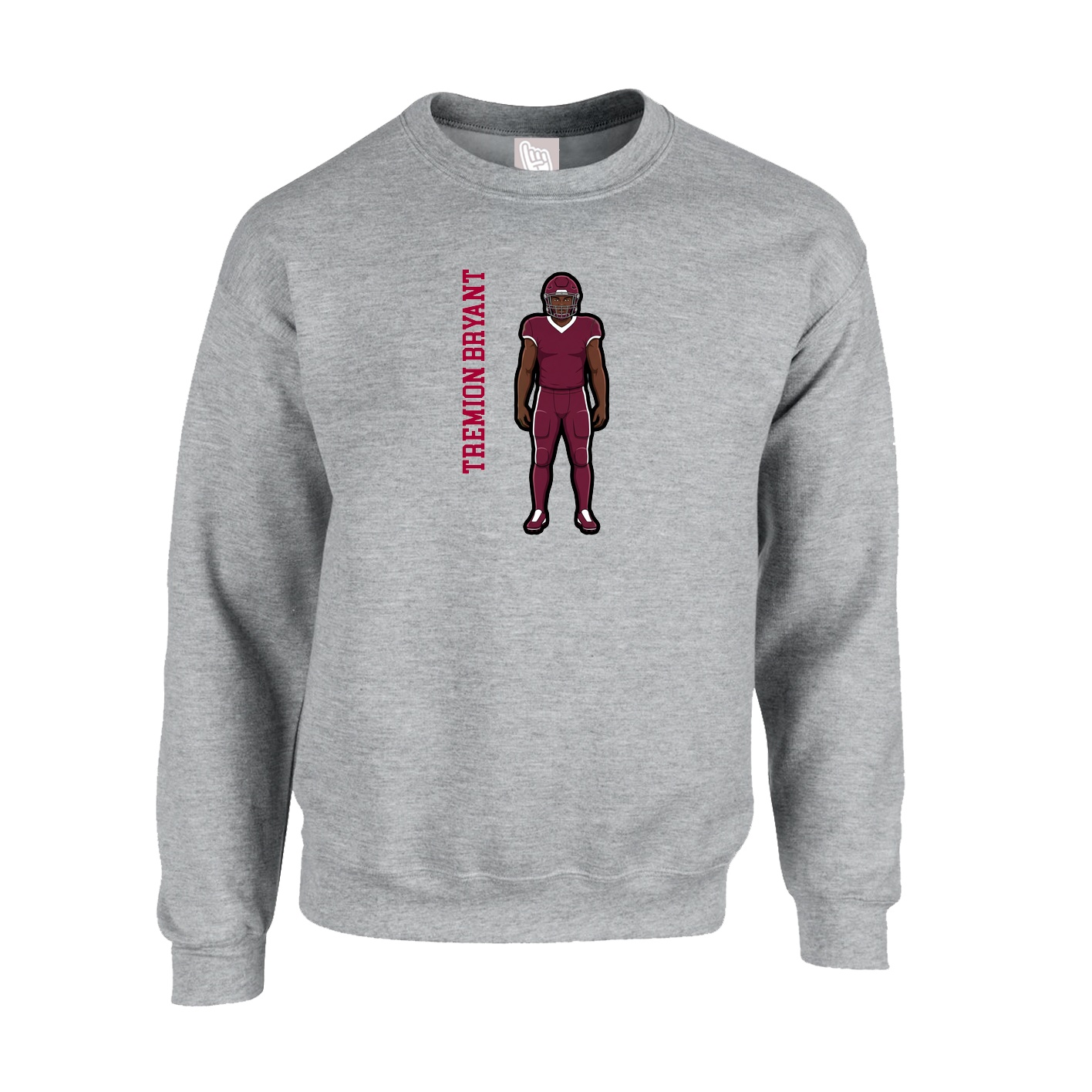 Fleece Crew — Name Vertical in Grey