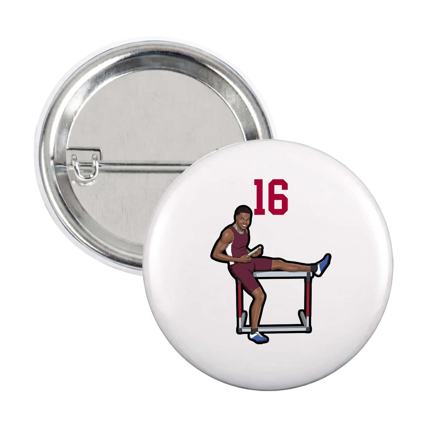 Game Day Button — Number Top in White